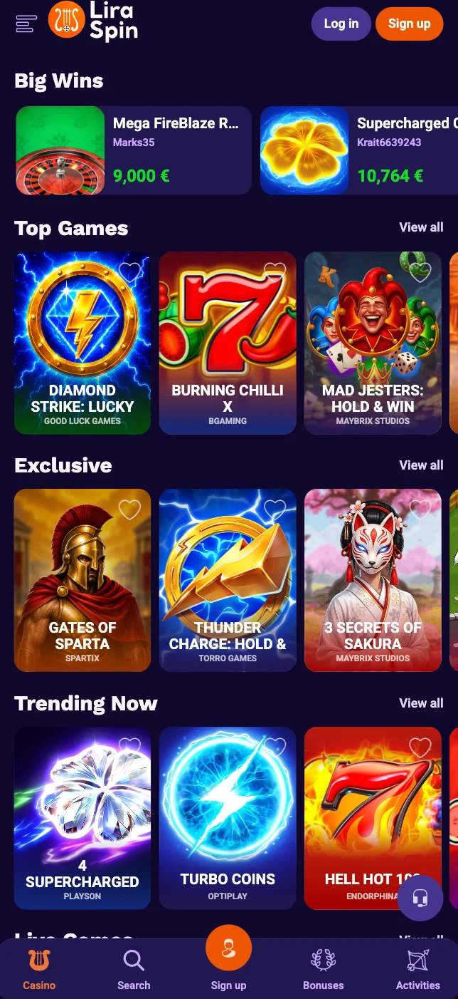 A Liraspin casino alkalmazás